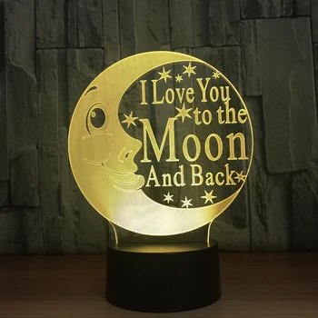 Kūdikis Miega Apšvietimo Stalo Lempa 3D, aš Tave Myliu Iki Mėnulio Ir Atgal Mėnulis naktinė lempa LED Miegamojo Lovos Naktį Šviesos Dekoro Dovanos