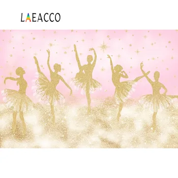 Laeacco Aukso Princesė Backdrops Fotografijos Rožinė Baleto Šokių Mergina Gimtadienio Foto Fonas, Photocall Foto Studija