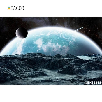 Laeacco Visatos Photophone Kosmoso Žemė Mėnulį Astronautas Fotografijos Backdrops Kūdikio Gimtadienio Foto Tapetai Photozone Photocall