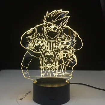 LED Nakties Šviesos Naruto Animacinių filmų vaikams Kakashi Sasuke Sakura Japonų Manga Anime Draugystės Jutiklis Lempos naktinė lempa 3D Lempos