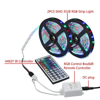 LED Šviesos Juostelės RGB 5050 SMD 2835 Lanksčios Juostelės fita led šviesos juostelės RGB 5M 10M, 15M Juosta Diodų DC12V 60LEDs 1M+Kontrolė