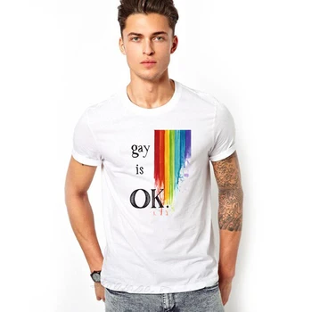 Lgbt Marškinėliai Vyrams Gėjų 2020 Naujas Rainbow T-shirt Harajuku Ullzang Juokinga Marškinėlius 90s Grafinis Meilė Yra Meilė Vyrų Viršūnės