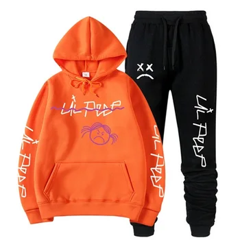 Lil Peep Rudens Žiemos Dviejų Dalių Hip Pop Kokybės Kostiumas Palaidinukė Sweatpant Vyrų, Moterų Sporto Juokinga Streetwear Sudaderas Hombre