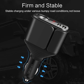 LINGCHEN USB Automobilinis Įkroviklis, Skirtas Samsung 3.4 Greitai Įkrauti Automobilių USB su Išplėsta Žiebtuvėlis Automobilinis-kroviklis Adapteris Telefono