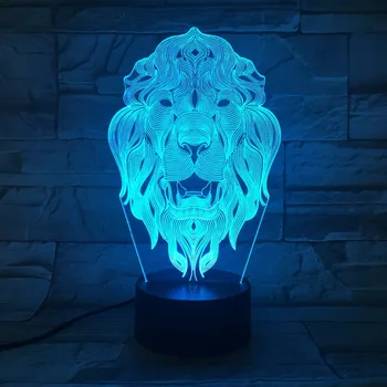 Liūtas Veido Naktį Šviesa 7 Spalva Keičiasi Gyvūnų LED Naktinis Apšvietimas 3D LED Stalas Stalo Lempa Vaikams, Draugų, Namų Dekoravimo, Dovanų