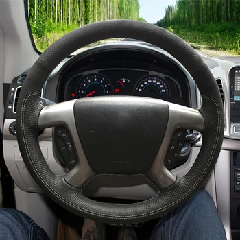 LQTENLEO Juoda natūralios Odos Zomšiniai Vairas Padengti Chevrolet Captiva 2007-2018 Silverado Daewoo Winstorm GMC Sierra
