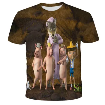Mados 3D Animaciją, Modelis T-shirt Vaikų Harajuku Stiliaus Top marškinėliai Berniukas/Mergaitė Apvalios Kaklo trumpomis Rankovėmis T-shirt