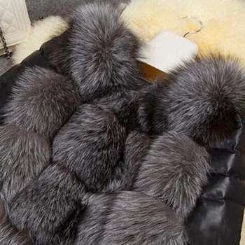 Mados Žiemos Moterims Imitacija Fox Fur Coat PU Odos ilgomis Rankovėmis Striukė Išlaikyti Šiltas Outwear Panele Laisvalaikio Paltas Mujer Chaquetas
