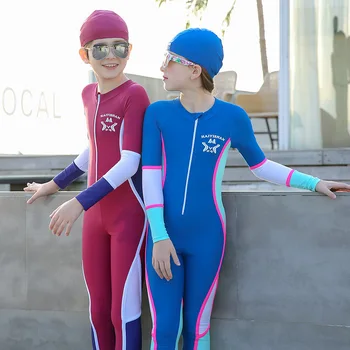 Maudymosi Kostiumas Vaikams UPF50 UV Apsauga ilgomis Rankovėmis Vaikai Nardymo Kostiumas Paauglių Mergaičių, Berniukų Naršyti Kostiumai Vaikų maudymosi kostiumėlį