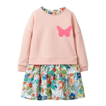 Mažai specialistė, vaikų mergaičių mados prekės ženklo rudenį vaikų suknelė kūdikių, mergaičių drabužiai Medvilnės drugelis bamblys mergina suknelės S0825