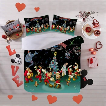 Mickey Minnie Kalėdų Medis Patalynės Komplektas Antklode Padengti Užvalkalas Namų Tekstilės Suaugusiems Vaikams Dovanų Karalienė King Size Lova Rinkinys