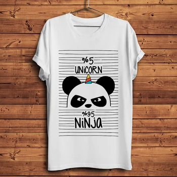 Mielas panicorn vienaragis panda ninja juokingas marškinėlius vyrų vasaros nauji balti trumpomis rankovėmis atsitiktinis homme t marškinėliai, unisex streetwear