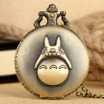 Mielas Totoro Modelio Padengti Kišenėje Žiūrėti Vaikams Patrauklių Didelis Apvalus Ciferblatas Laikrodžiai Moterims Neckalce Pakabukas zuster klokje
