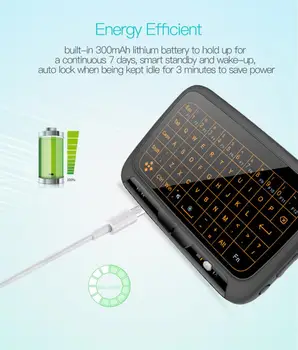 Mini H18+ 2,4 GHz Belaidė Klaviatūra, Touchpad Touchpad Usb Spalva Trijų Lygių Apšvietimas Oro Pelės Su įmontuota Ličio Baterija