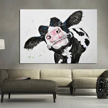 Modernus Gyvūnų Meno Akvarelė Karvė Drobė Paveikslų, Plakatų ir grafikos Sienos Meno Nuotrauką Kambarį Namo Apdaila