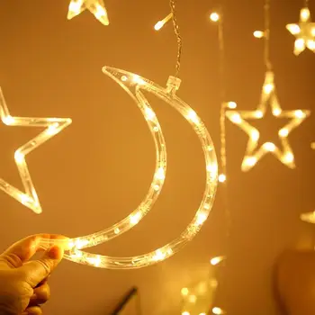 Moon Star LED Pasakų Styginių Šviesos Girlianda EID Mubarakas Ramadanas Apdailos Kalėdų Apšvietimo Vestuves Dekoratyvinis