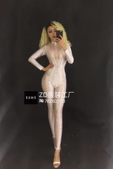 Moterys Naujas 3D Spausdinimo Balta kalnų krištolas Liesas Seksualus Siamo Kelnes naktiniame klube Bar Seksualus Kostiumas Šalis Šventė Gimtadienį