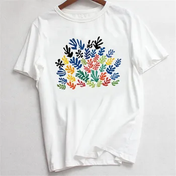 Moterų Marškinėliai Harajuku Kawaii Drabužius 2020 Moterų marškinėliai Mados Matisse Meno Spausdinti Viršūnes Tshirts Vasara O-kaklo Ponios Tee Viršų