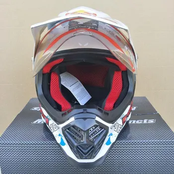 Motokroso Red Bull Šalmas Baltas Motociklo Full Face Off-road Šalmas 