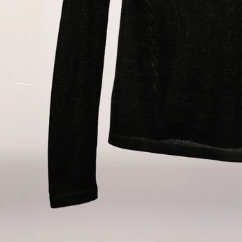 Nauja base coat moterų pečių trinkelėmis mygtuką apdailos universalus slim marškinėliai ilgomis Rankovėmis Įgulos Kaklo Viršuje C491