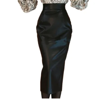 Nauja rudens olis PU Odos Sijonas Moterims Aukšto Juosmens Elegantiškas Office Lady Paketo Klubo Slim pieštuku sijonas