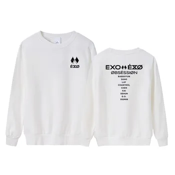 Naujas atvykimo kpop exo manija albumą pat visų nario vardas spausdinimo hoodie unisex plonas megztinis o kaklo palaidinukė