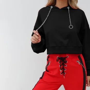 Naujas Hoodies Drabužių Streetwear Palaidi Tinka Femme Moterims Laiškas Išspausdintas Jumper juoda