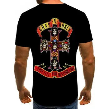 Naujas Mados Punk T Shirt Guns N Roses, T-Marškinėliai Vyrams, Juoda Marškinėlius Sunkiųjų Metalų Viršūnes 3D Ginklą, Išaugo Spausdinti Suknelė Hip-Hop Tees S-6XL