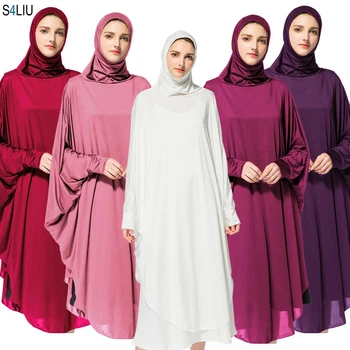 Naujas Moterų, Musulmonų Maldos Lady Thobe Suknelė Hijab Malda Šikšnosparnių Rankovėmis Artimuosiuose Rytuose Islamo Skraiste Su Gaubtu Abaja Meldžiasi Suknelė, Hijab