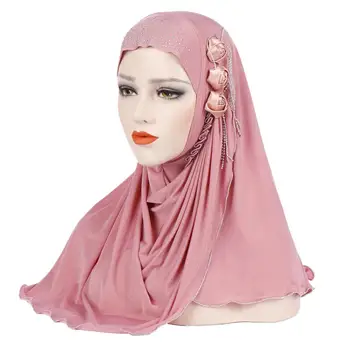 Naujas musulmonų deimantų instand hijab islamo paprasto jersey skarelė malaizija hijab foulard femme musulman arabų headwrap