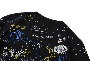 Naujas Naujiena 2019 Vyrų Žvaigždėtas dangus star robotas T Marškinėliai T-Shirt Hip-Hop Riedlentė Gatvės Medvilnės Marškinėliai Tee Viršuje Kenye #27