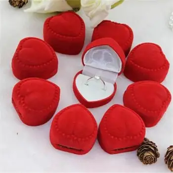 Naujas Popular Aukštos Kokybės 10vnt Romantiška Papuošalų Pakavimo Raudona Širdis Žiedą Dovanų Dėžutes, Papuošalų Prekes