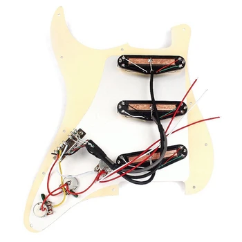 Naujas Prewired Pakrautas 3-Sluoksnių Pickguard Scratchplate HHH Vieną Ritė Paėmimas Nustatyti Fender Strat elektrine Gitara