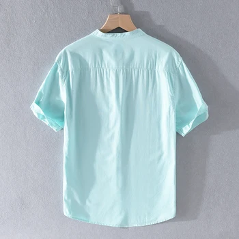 Naujas stilius Italija prekės medvilnės marškinėliai vyrams trumpomis rankovėmis vasaros marškinėliai vyrams mados stovėti apykaklės shirt mens kietas camiseta overhemd