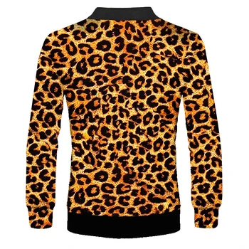 OGKB Užtrauktukas Hoodies Palaidinės Slim 3D Hoodies Spausdinti Leopard Streetwear Plius Dydis 5XL Drabužių Homme Rudenį Kailis Megztinis