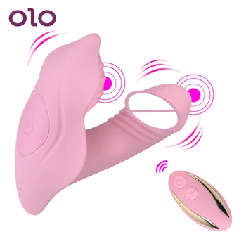 OLO 9 Režimai Klitorio Stimuliatorius Nešiojami Drugelis Vibratorius Butt Plug Sekso Žaislai Moterims, Suaugusiems Dildo Analinis Makšties