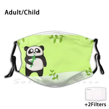 Panda Žaliame Fone Spausdinti Plaunamas Filtras Stabdžių Dulkių Nagų Kaukė, Kaukė, Panda Panda Panda Meilės Mielas Panda Panda Panda Baby