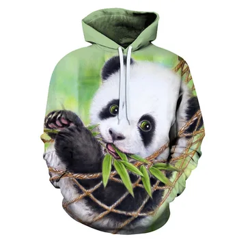 Pavasarį Ir Rudenį 3d Panda Print Gyvūnų Su Moterų Ir Vyrų Vaikų Hoodie Atsitiktinis ilgomis rankovėmis Prarasti Palaidinukė Kailis