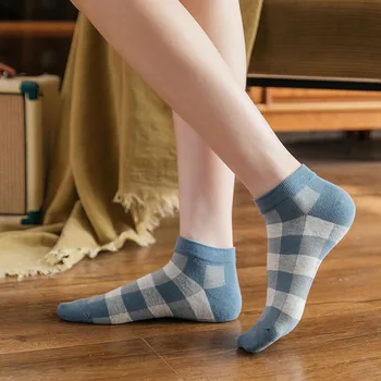 Pavasarį naują ponios pledas medvilnės kojinės Japonijos atsitiktinis kvėpuojantis moterys studentų kojinės