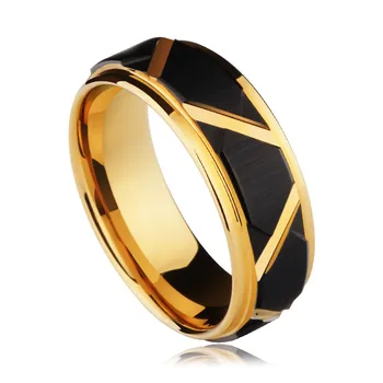 Plieno kareivis aukso juodas volframo žiedas paprastas apvalus dalyvavimo stiliaus madinga vestuvių dovana, papuošalai, naują atvykimo