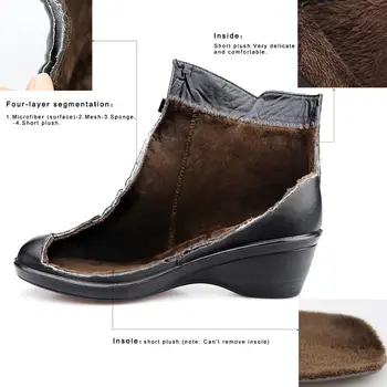 Ponios batai 2020 Mikropluošto Odos Lankas-mazgas batai moterims Pliušinis Black Mados Zip Šiltas žiemos batai moteriška