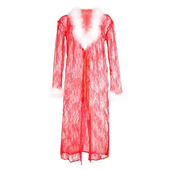 Ponios Sexy Nėrinių Gėlių Kalėdų Šventė aksomo Pižama Cardigan Siuvinėto Satino Pižama naktiniai Marškiniai Homewear kailis
