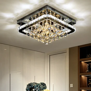 Prabangus sidabro lubų lempa kambarį šiuolaikinės kristalų lubų šviestuvai, miegamojo led Lubų Lempos valgomasis kristalų Šviestuvai virtuvė