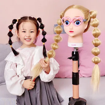 Qoxi Profesionalių animacinių filmų mokymo vadovai ilgi stori plaukai praktikos Šukuosenų manekenas lėlės Stiliaus maniqui pardavimui