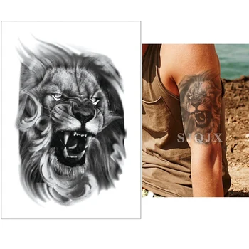 Rašalo Tattoo gyvūnų Juoda laikina tatuiruotė lipdukai Vilkas tigras, arklys Vandeniui netikrą tatuiruotės Žvėris Kūno meno tatuiruotė lipdukai