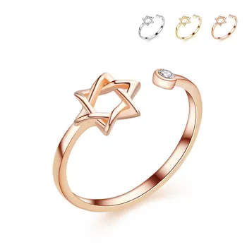 Rose Aukso Žvaigždė Davidas Magen hebrajų Shield 925-sterlingas sidabro Žiedas Fine | Star Simbolis Sterlingų-sidabro papuošalai Dovanų Didmeninės