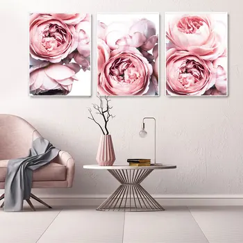 Rožinės spalvos Gėlių Spausdinti Blush Plakatas Rožinių Bijūnų Sienos Meno Tapybos Drobės Šiaurės Stiliaus Modernus Nuotraukos Kambarį Namų Dekoro
