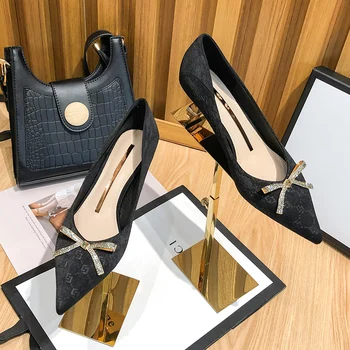 Rudenį 2020 naujų aukštos obcasie batų odos moteriški batai nurodė, patogi suknelė bateliai