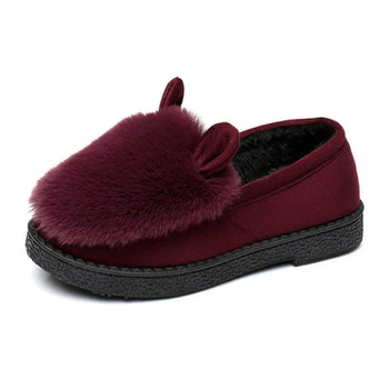 Rudenį ir žiemą, triušio kailiniai batai šiltas butas žirniai batai triušio ausis nėščios moterys storos medvilnės batai storio apačioje sniego batai