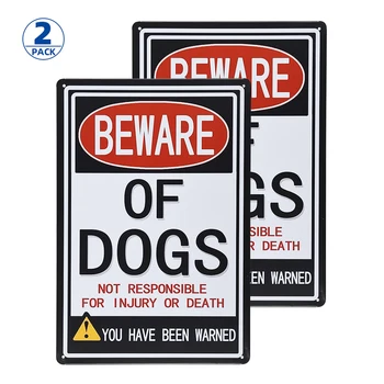 Saugokitės Šunų Pasirašyti, 2 Pak Saugokitės Šunų Įspėjamieji Ženklai, Įspėjamieji Saugos Ženklai vidaus arba Lauko Naudojimui Lengvas Montavimas Kieme